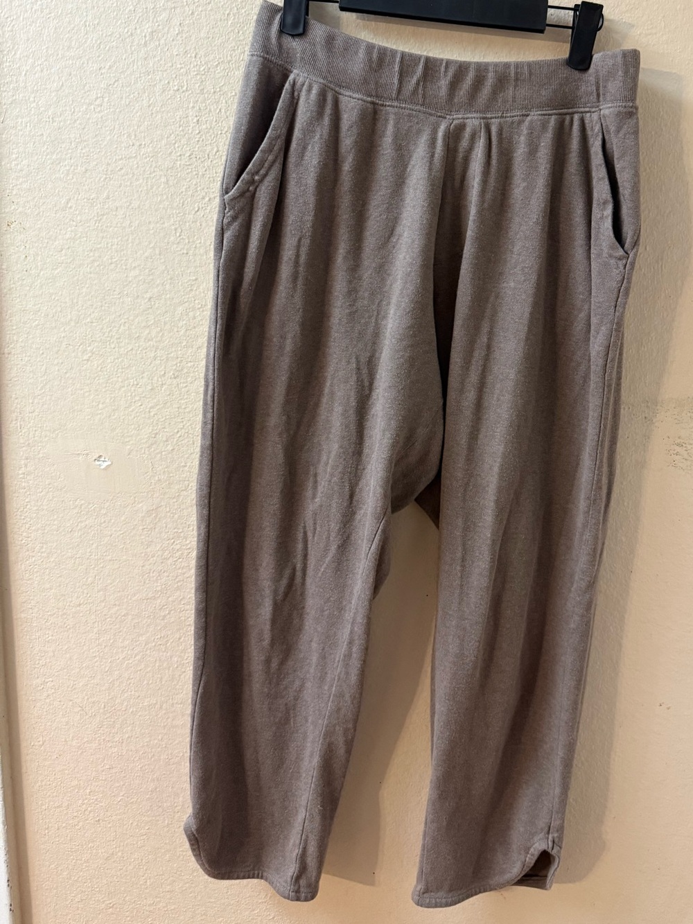 Pact Taupe Ribbed Waistband Knit Pants